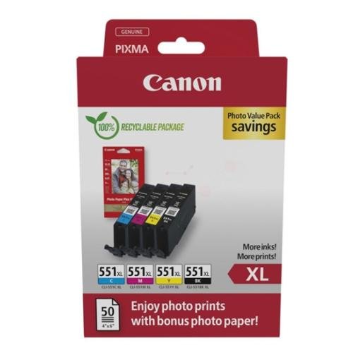 Canon Bl�kpatron CLI-551XL Multipack+Fotopapir